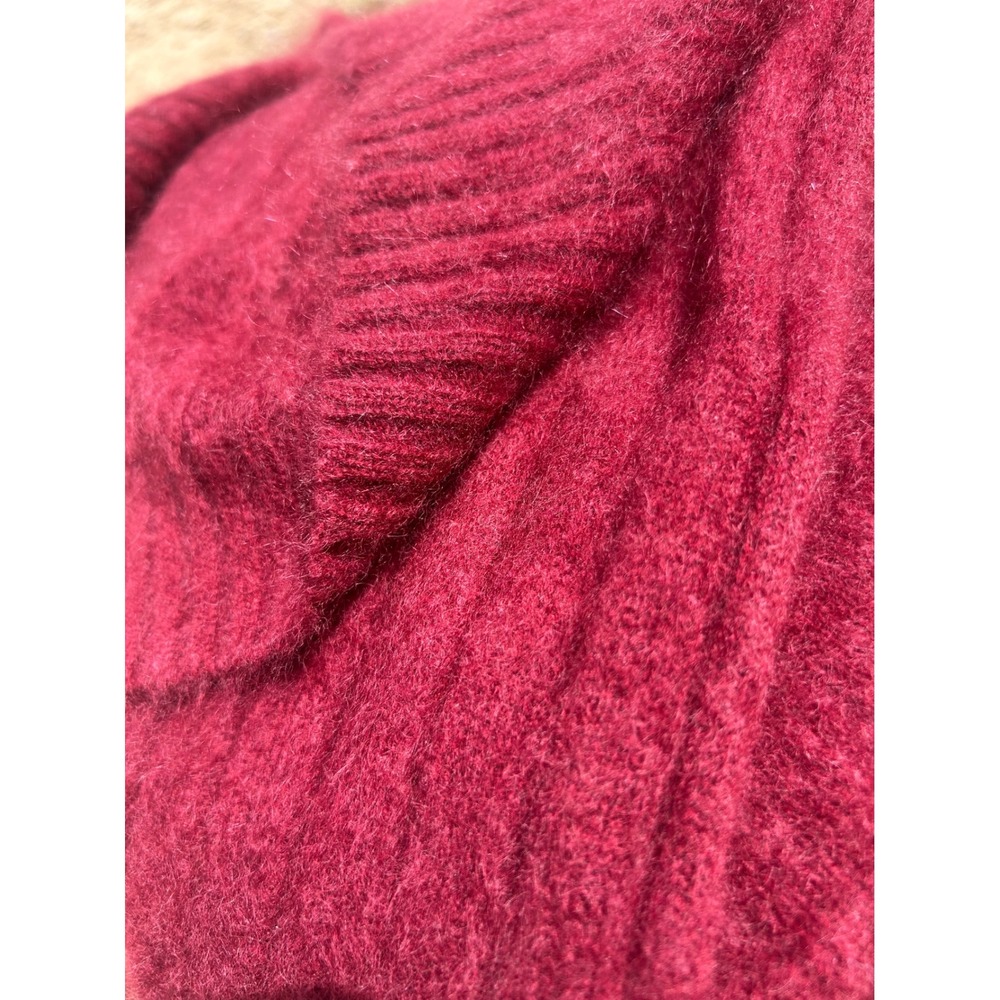 J.Crew Womens Burgundy 100% Cashmere Ribbed V-Neck Collared Sweater M Fall - Picture 9 of 13